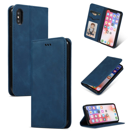 Retro Skin Feel Business Magnetic Horizontal Flip Leather Case for iPhone XS Max, Army Green, Brown, Red, Navy Blue, Dark Gray