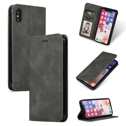 Retro Skin Feel Business Magnetic Horizontal Flip Leather Case for iPhone XS Max, Army Green, Brown, Red, Navy Blue, Dark Gray