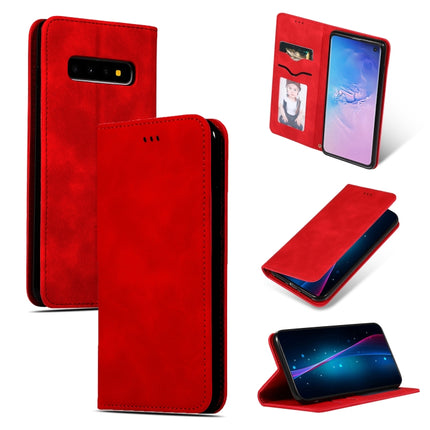 Retro Skin Feel Business Magnetic Horizontal Flip Leather Case for Samsung Galaxy S10三星, Red, Dark Gray, Navy Blue, Army Green, Brown