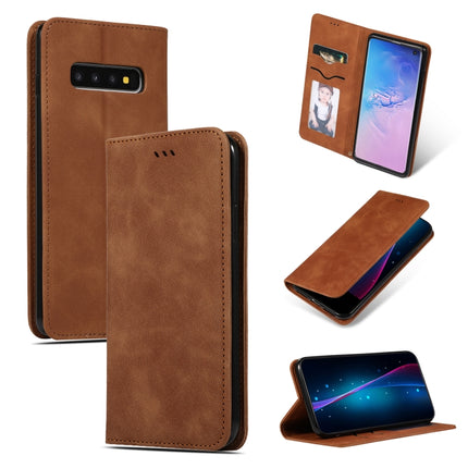 Retro Skin Feel Business Magnetic Horizontal Flip Leather Case for Samsung Galaxy S10三星, Red, Dark Gray, Navy Blue, Army Green, Brown
