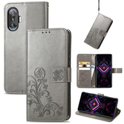 Four-leaf Clasp Embossed Buckle Mobile Phone Protection Leather Case with Lanyard & Card Slot & Wallet & Bracket Function, For Xiaomi Redmi K40 Gaming /Poco F3 GT, For OnePlus 9R, For Doogee X96 Pro, For  Doogee X96 Pro, For Wiko Jerry 4