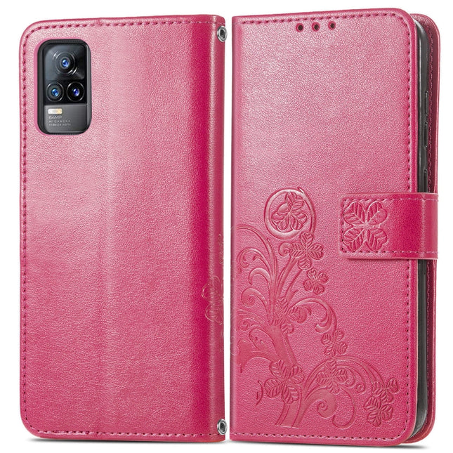 Four-leaf Clasp Embossed Buckle Mobile Phone Protection Leather Case with Lanyard & Card Slot & Wallet & Bracket Function, For vivo V21e 4G, For Honor 50 SE, For OPPO A16, For Motorola G Play