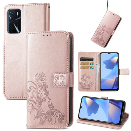 Four-leaf Clasp Embossed Buckle Mobile Phone Protection Leather Case with Lanyard & Card Slot & Wallet & Bracket Function, For vivo V21e 4G, For Honor 50 SE, For OPPO A16, For Motorola G Play