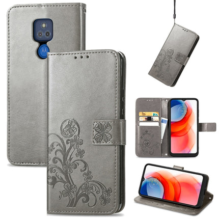 Four-leaf Clasp Embossed Buckle Mobile Phone Protection Leather Case with Lanyard & Card Slot & Wallet & Bracket Function, For vivo V21e 4G, For Honor 50 SE, For OPPO A16, For Motorola G Play