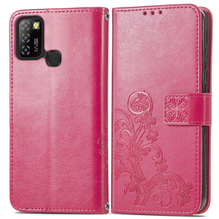 Four-leaf Clasp Embossed Buckle Mobile Phone Protection Leather Case with Lanyard & Card Slot & Wallet & Bracket Function, For Infinix Hot 10 Lite, For Infinix Hot 9