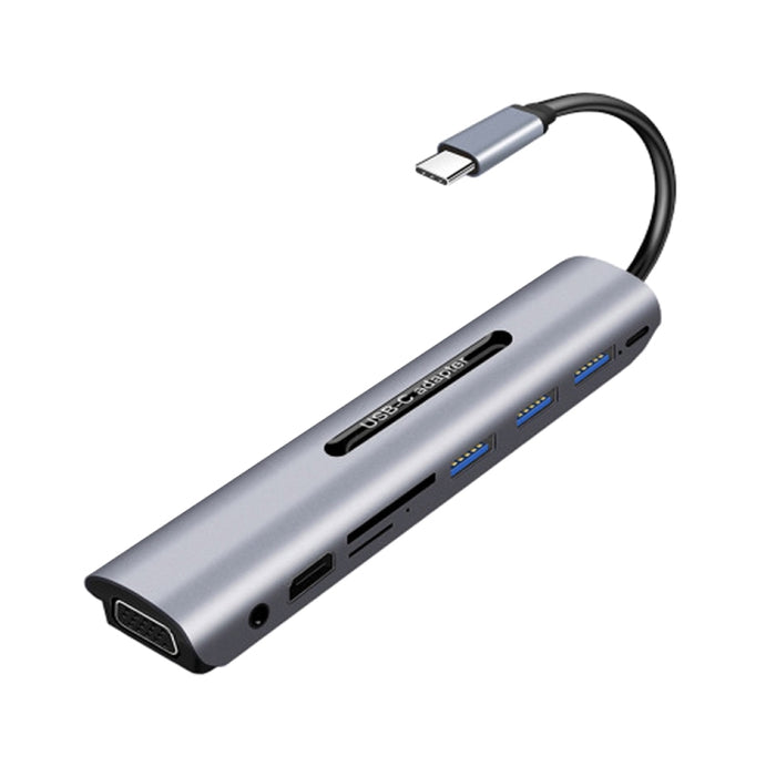 V161B 9-in-1 Type-C to HD / VGA / USB3.0 / SD / 3.5mm Audio / TF Card Reader HUB, V161B