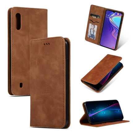 Retro Skin Feel Business Magnetic Horizontal Flip Leather Case for Samsung Galaxy A10, Red, Dark Gray, Navy Blue, Army Green, Brown