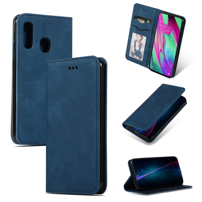 Retro Skin Feel Business Magnetic Horizontal Flip Leather Case for Samsung Galaxy A40, Red, Dark Gray, Navy Blue, Army Green, Brown
