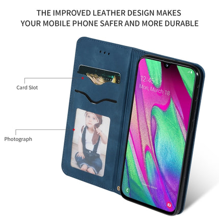 Retro Skin Feel Business Magnetic Horizontal Flip Leather Case for Samsung Galaxy A40, Red, Dark Gray, Navy Blue, Army Green, Brown