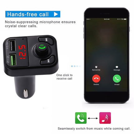 X3 Wireless 5.0 Handsfree Car Kit FM Wireless Audio Receiver Transmitter MP3 Player Dual USB Digital Fast Charger, X3