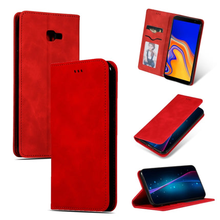 Retro Skin Feel Business Magnetic Horizontal Flip Leather Case for Samsung Galaxy J4 Plus 2018 & J4 Prime, Red, Dark Gray, Navy Blue, Army Green, Brown
