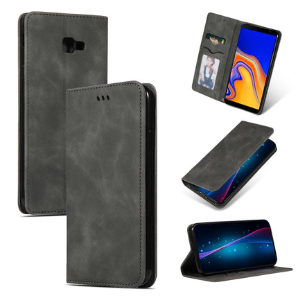 Retro Skin Feel Business Magnetic Horizontal Flip Leather Case for Samsung Galaxy J4 Plus 2018 & J4 Prime, Red, Dark Gray, Navy Blue, Army Green, Brown