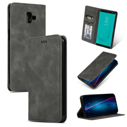 Retro Skin Feel Business Magnetic Horizontal Flip Leather Case for Samsung Galaxy J6 Plus 2018 & J6 Prime, Red, Dark Gray, Navy Blue, Army Green, Brown