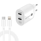 EU Plug + Type-C to 8 Pin Cable / White