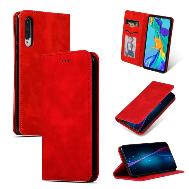 Retro Skin Feel Business Magnetic Horizontal Flip Leather Case for Huawei P30, Red, Dark Gray, Navy Blue, Army Green, Brown