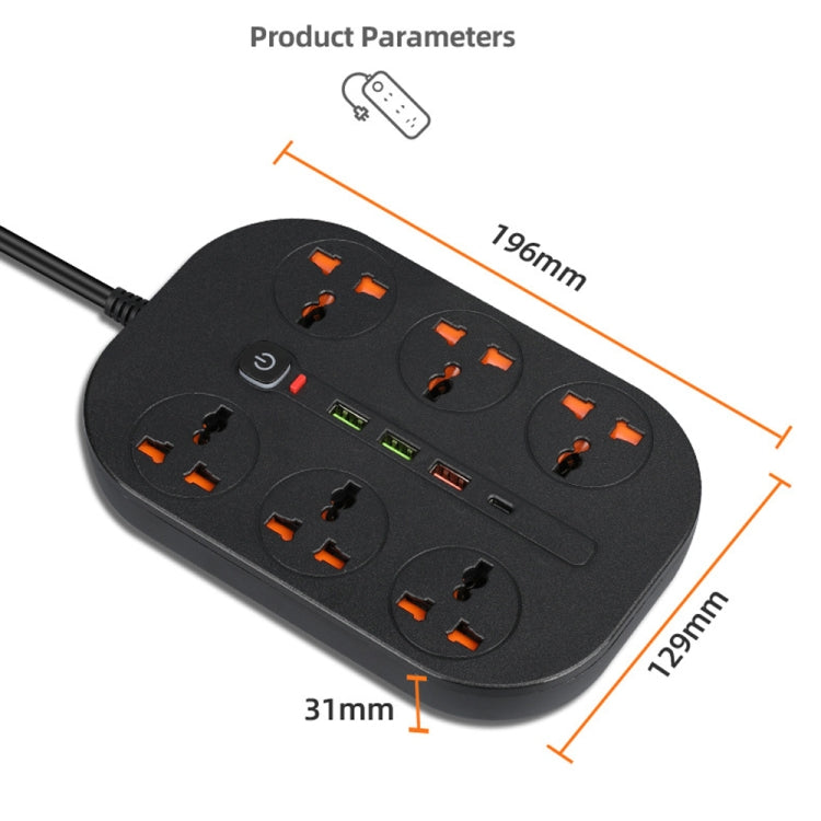 T21 PD3.0 + QC3.0 Multi Hole Row Plug 3000W High Power Socket, EU Plug