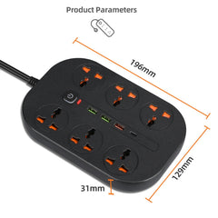 T21 PD3.0 + QC3.0 Multi Hole Row Plug 3000W High Power Socket, EU Plug