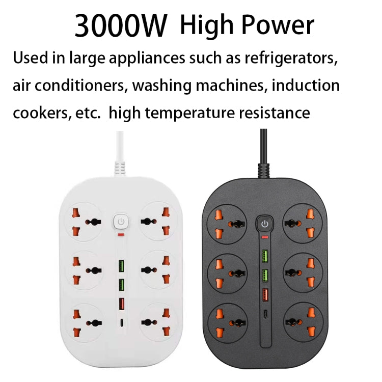T21 PD3.0 + QC3.0 Multi Hole Row Plug 3000W High Power Socket, EU Plug