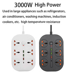 T21 PD3.0 + QC3.0 Multi Hole Row Plug 3000W High Power Socket, UK Plug