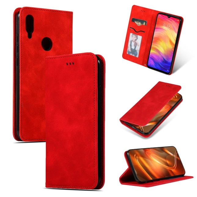 Retro Skin Feel Business Magnetic Horizontal Flip Leather Case for Redmi Note7 & Redmi Note7 Pro, Red, Dark Gray, Navy Blue, Army Green, Brown