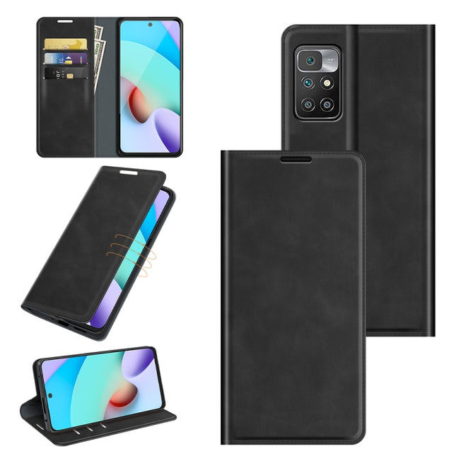 For Xiaomi Redmi 10 Retro-skin Business Magnetic Suction Leather Case with Holder & Card Slots & Wallet, For Xiaomi Redmi 10