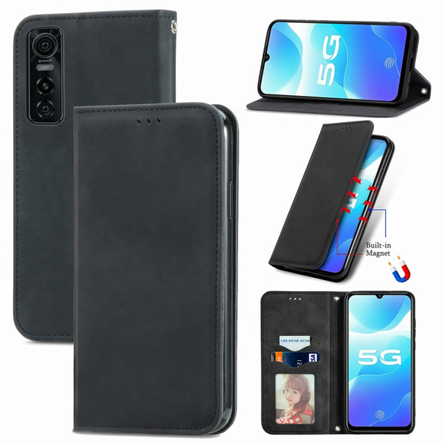 Retro Skin Feel Business Magnetic Horizontal Flip Leather Case with Holder & Card Slots & Wallet & Photo Frame, For vivo S7 E, For LG Velvet 2 Pro, For Huawei Bova 8 SE Youth, For Huawei Nova 8 SE Youth, For Blackview A100