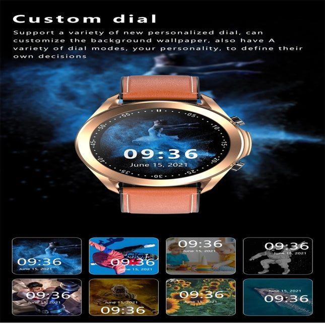 DW95 1.28 inch Color Screen Smart Watch, IP67 Waterproof,Leather Watchband,Support Bluetooth Call/Heart Rate Monitoring/Blood Pressure Monitoring/Blood Oxygen Monitoring/Sleep Monitoring