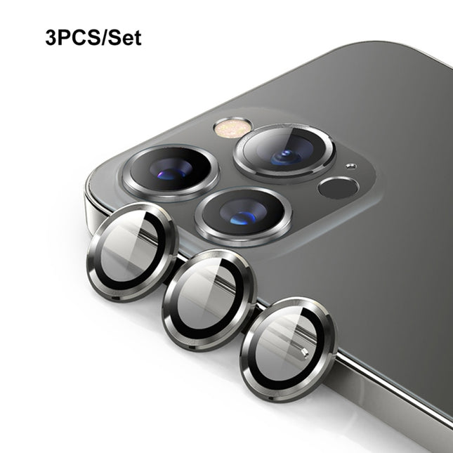 ENKAY Hat-Prince Aluminium Alloy + Tempered Glass Camera Lens Cover Film Ring for iPhone 13 Pro / 13 Pro Max