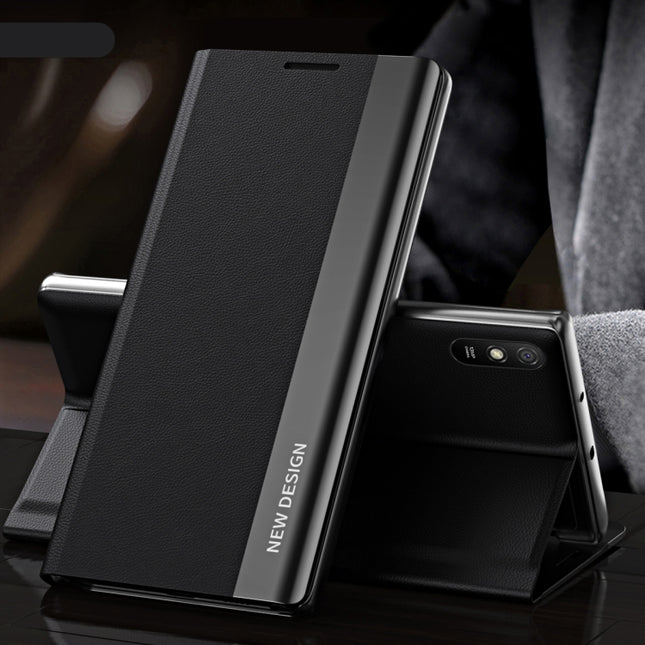 Side Electroplated Magnetic Ultra-Thin Horizontal Flip Leather Case with Holder, For Xiaomi Redmi 9A, For Xiaomi Redmi 9C, For Xiaomi Redmi Note 9 Pro Max