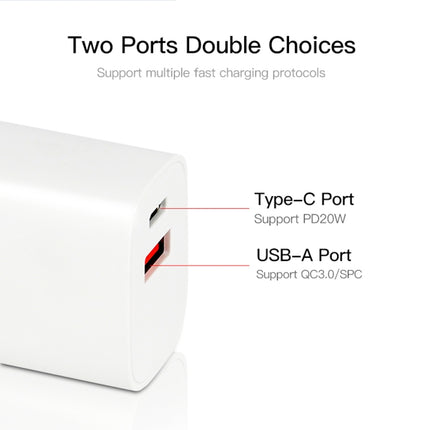 CS-20W Mini Portable PD3.0 + QC3.0 Dual Ports Fast Charger with 3A USB to Type-C Data Cable, Charger + USB to Type-C Cable
