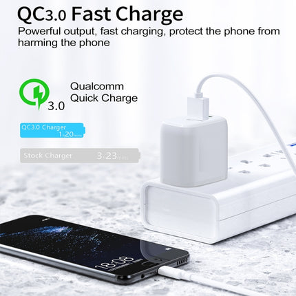 CS-20W Mini Portable PD3.0 + QC3.0 Dual Ports Fast Charger with 3A USB to 8 Pin Data Cable, Charger + USB to 8 Pin Cable