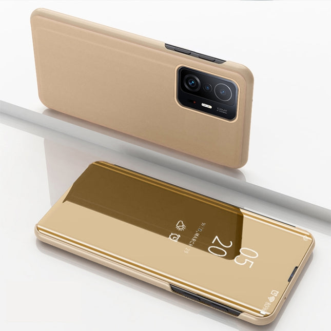 Plated Mirror Horizontal Flip Leather Case with Holder, For Xiaomi Mi 11T / 11T Pro