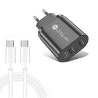EU Plug + Type-C to Type-C Cable / Black
