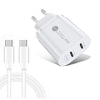 EU Plug + Type-C to Type-C Cable / White