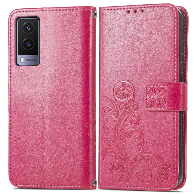 Four-leaf Clasp Embossed Leather Case with Lanyard & Card Slot & Wallet & Holder, For vivo V21e 5G, For vivo Y72 5G, For OPPO Realme C21Y, For vivo IQOO 8 Pro