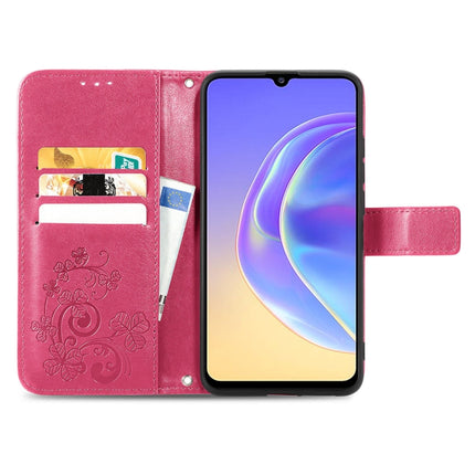 Four-leaf Clasp Embossed Leather Case with Lanyard & Card Slot & Wallet & Holder, For vivo V21e 5G, For vivo Y72 5G, For OPPO Realme C21Y, For vivo IQOO 8 Pro