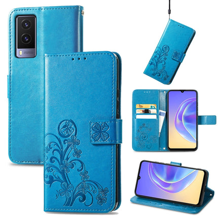 Four-leaf Clasp Embossed Leather Case with Lanyard & Card Slot & Wallet & Holder, For vivo V21e 5G, For vivo Y72 5G, For OPPO Realme C21Y, For vivo IQOO 8 Pro