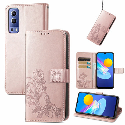 Four-leaf Clasp Embossed Leather Case with Lanyard & Card Slot & Wallet & Holder, For vivo V21e 5G, For vivo Y72 5G, For OPPO Realme C21Y, For vivo IQOO 8 Pro