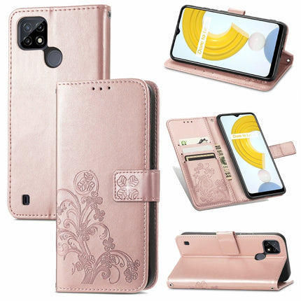 Four-leaf Clasp Embossed Leather Case with Lanyard & Card Slot & Wallet & Holder, For vivo V21e 5G, For vivo Y72 5G, For OPPO Realme C21Y, For vivo IQOO 8 Pro