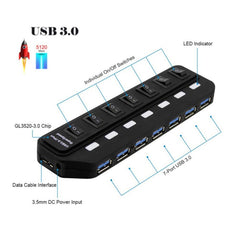 7 Ports USB 3.0 HUB Independent Switching Splitter, Splitter