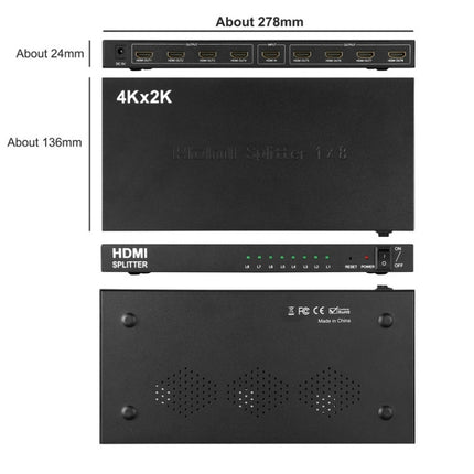 1 x 8 4K x 2K 3840*2160/30HZ HDMI Splitter, 1 x 8 4K x 2K