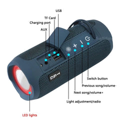 T&G TG227 Outdoor Portable Waterproof Bluetooth Music Speaker with LED Support FM / TF / USB