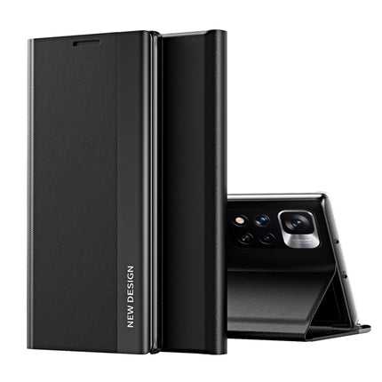 Side Electroplated Magnetic Leather Phone Case with  Holder, For Xiaomi Redmi Note11, For Xiaomi Redmi Note 11 Pro /Note 11 Pro+
