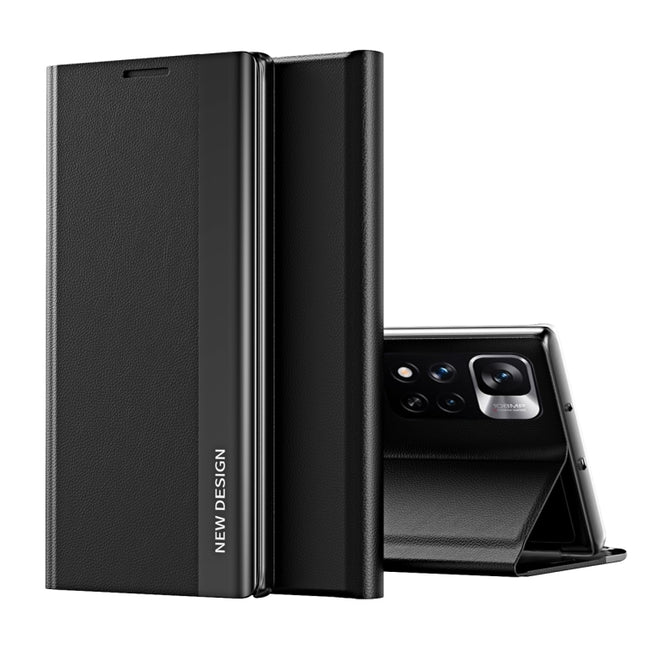 Side Electroplated Magnetic Leather Phone Case with  Holder, For Xiaomi Redmi Note11, For Xiaomi Redmi Note 11 Pro /Note 11 Pro+