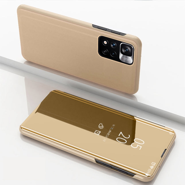 Plated Mirror Horizontal Flip Leather Case with Holder, For Xiaomi Redmi Note 11, For Xiaomi Redmi Note 11 Pro / Note 11 Pro+, For Xiaomi Redmi Note 11 Pro