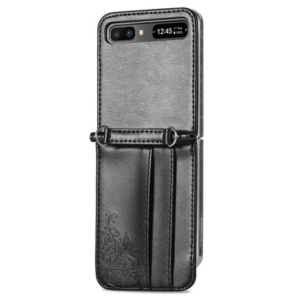 Diagonal Lanyard Embossed Card Phone Case, For Samsung Galaxy Z Flip 3 5G, For Samsung Galaxy Z Flip 5G