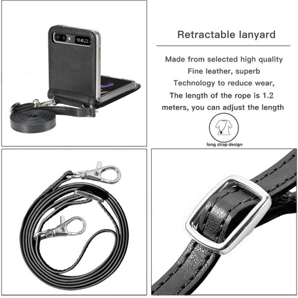 Diagonal Lanyard Embossed Card Phone Case, For Samsung Galaxy Z Flip 3 5G, For Samsung Galaxy Z Flip 5G