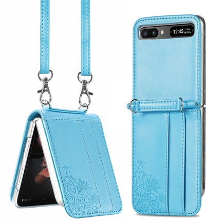 Diagonal Lanyard Embossed Card Phone Case, For Samsung Galaxy Z Flip 3 5G, For Samsung Galaxy Z Flip 5G