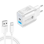 EU Plug + USB to Type-C Cable / White