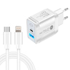 EU Plug + USB-C to 8 Pin Cable / White